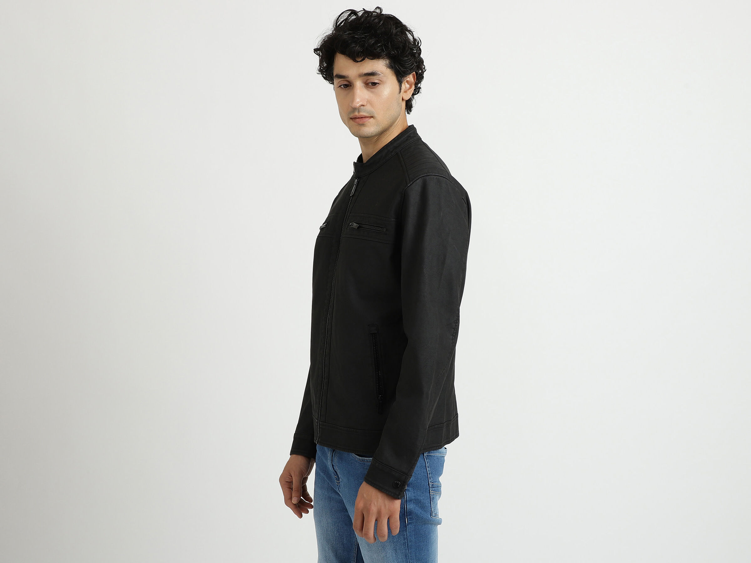 PU BIKER STYLE JACKET image number 2